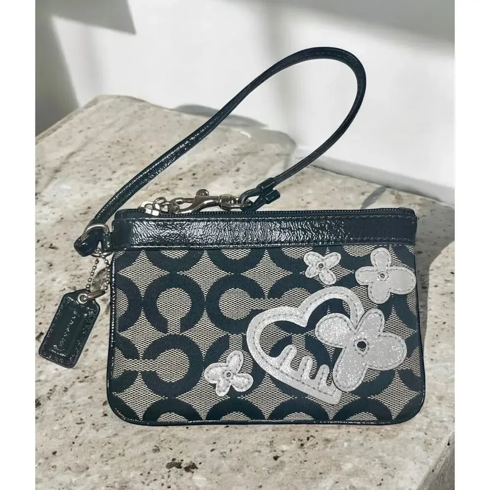 Y2K Coach 13826 Poppy OP Art Signature Tote & Applique Wristlet Set